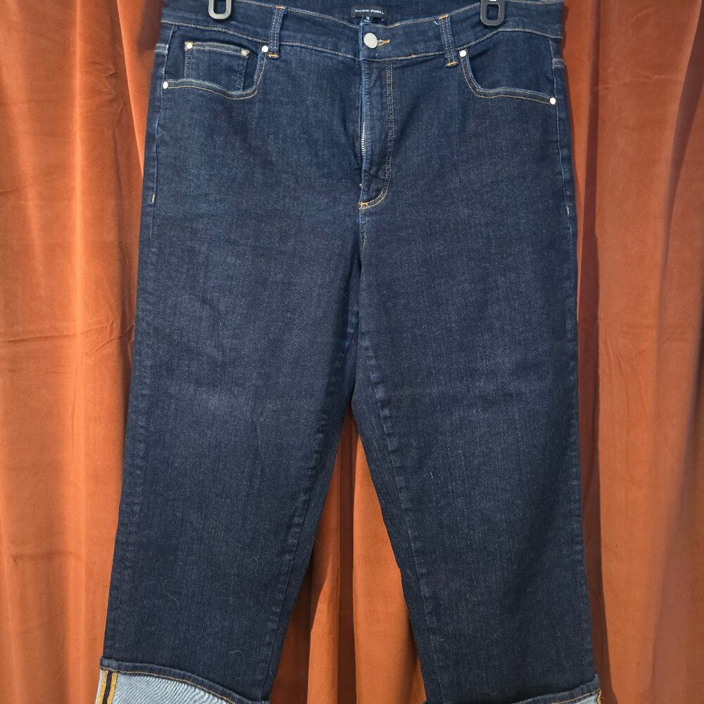 Universal Standard Stevie High Rise Cuffed Straight Jeans Indigo Selvedge